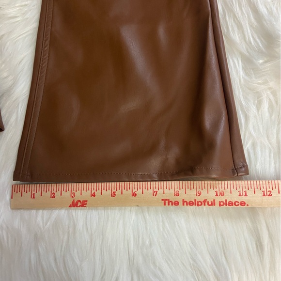 NWT Tinseltown Sz XL Brown Faux Leather High Rise Flare Legs Women’s Pants - Picture 7 of 11